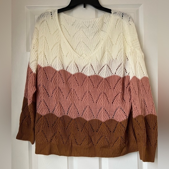 Shein‎ Curve Point Elle Knit Colorblock Drop Shoulder Sweater Size 1 XL - Picture 1 of 6